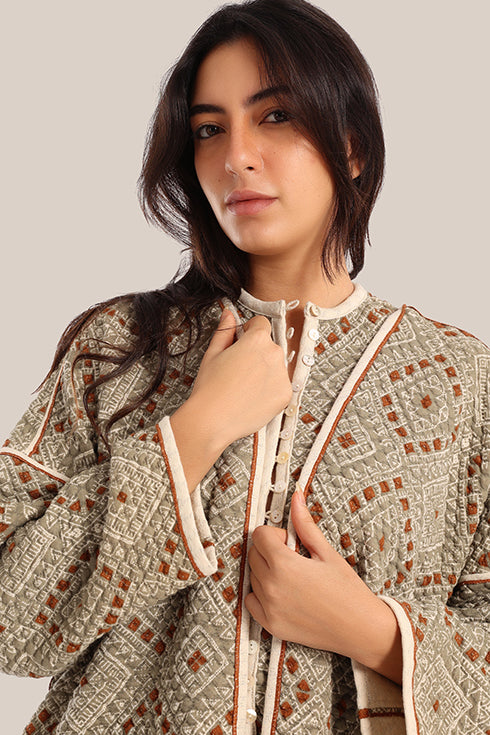 Oversized reversible quilted coat